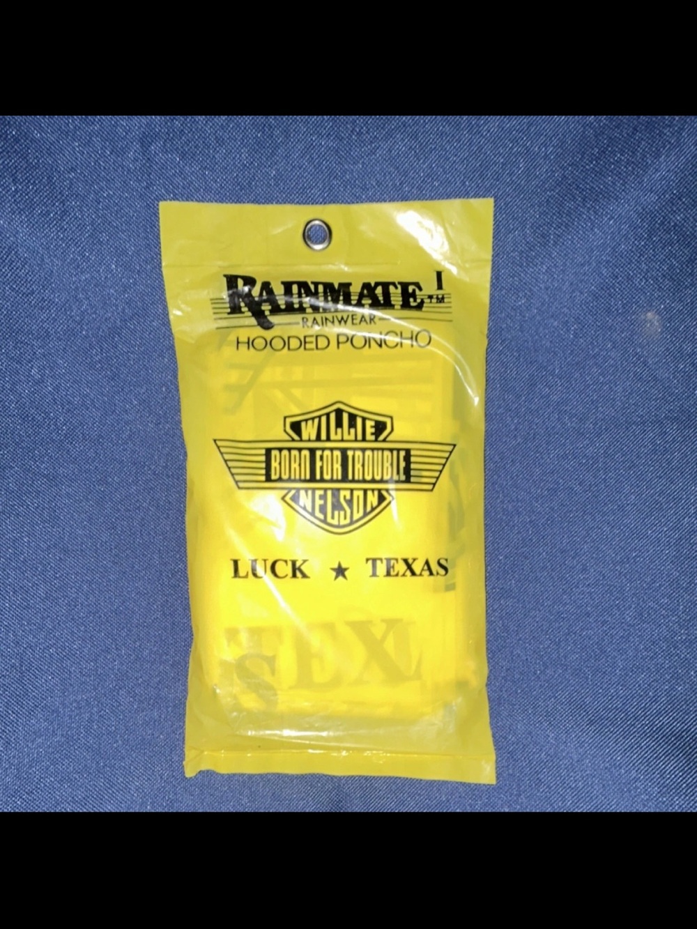 Rainmate Hooded Poncho - Yellow Willie Nelson "Born for Trouble"